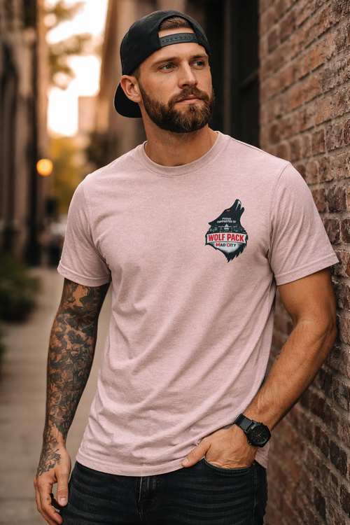 Wolf Pack Madison WI Supporter T-Shirt | Biker Wolf Graphic Tee | Made to Order | Unisex